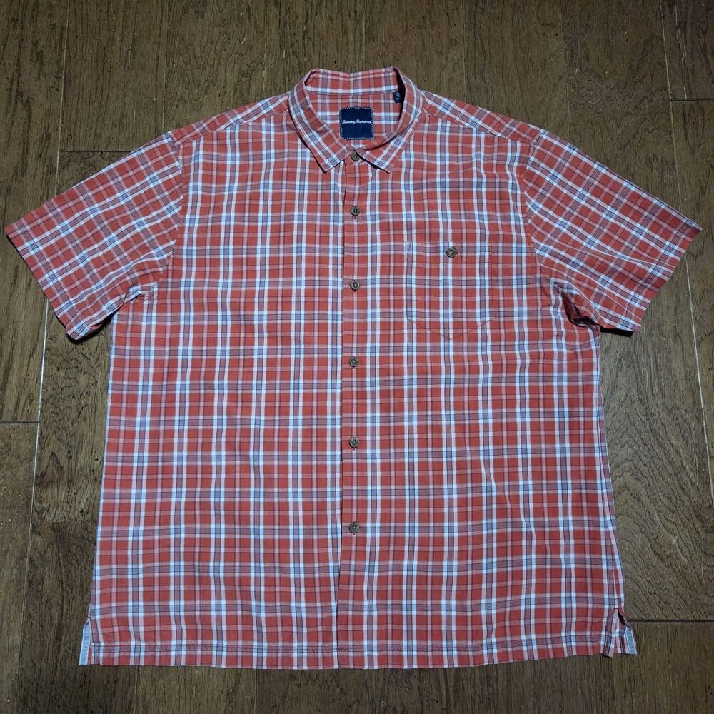 Tommy Bahama Shirt Mens 2XL Striped Button Up Island Zone Hawaiian Silk
